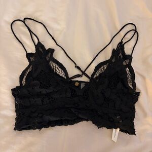 Black Lace Bralette with Delicate Straps